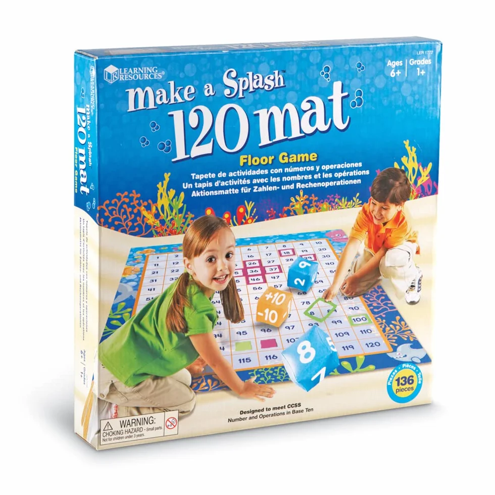 Learning Resources Make a Splash Tappeto Matematico da Pavimento 120 Numeri per Bambini 6+ Gioco Educativo STEM Addizioni Sottrazioni Regalo Natale Scuola