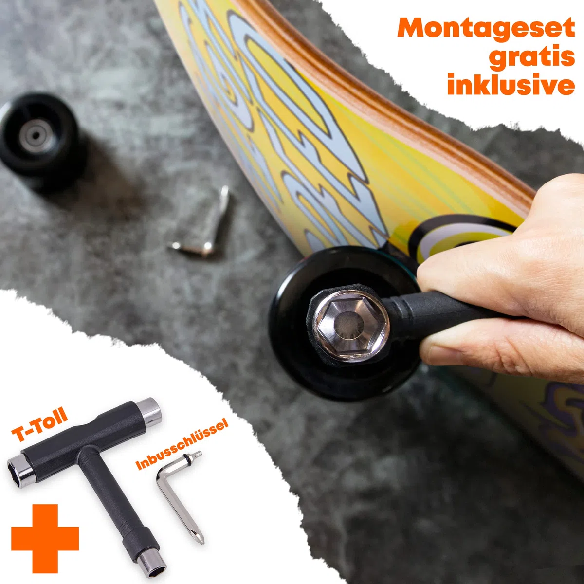 Skateboard | per bambini a partire dai 6 anni | Skate Board per mezzo pipe e strada | Portata fino a 150 kg | durevole e stabile | ideale per bambini, adolescenti e ragazzi (car)