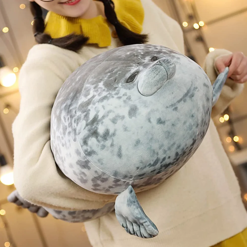 Cuscino di Peluche con foca Carina con Corpo paffuto, Realistico Ripieno di Vita Marina Sigillo Morbido Cuscino di Bambola per Bambini Giocattoli Regalo di Compleanno, 60CM