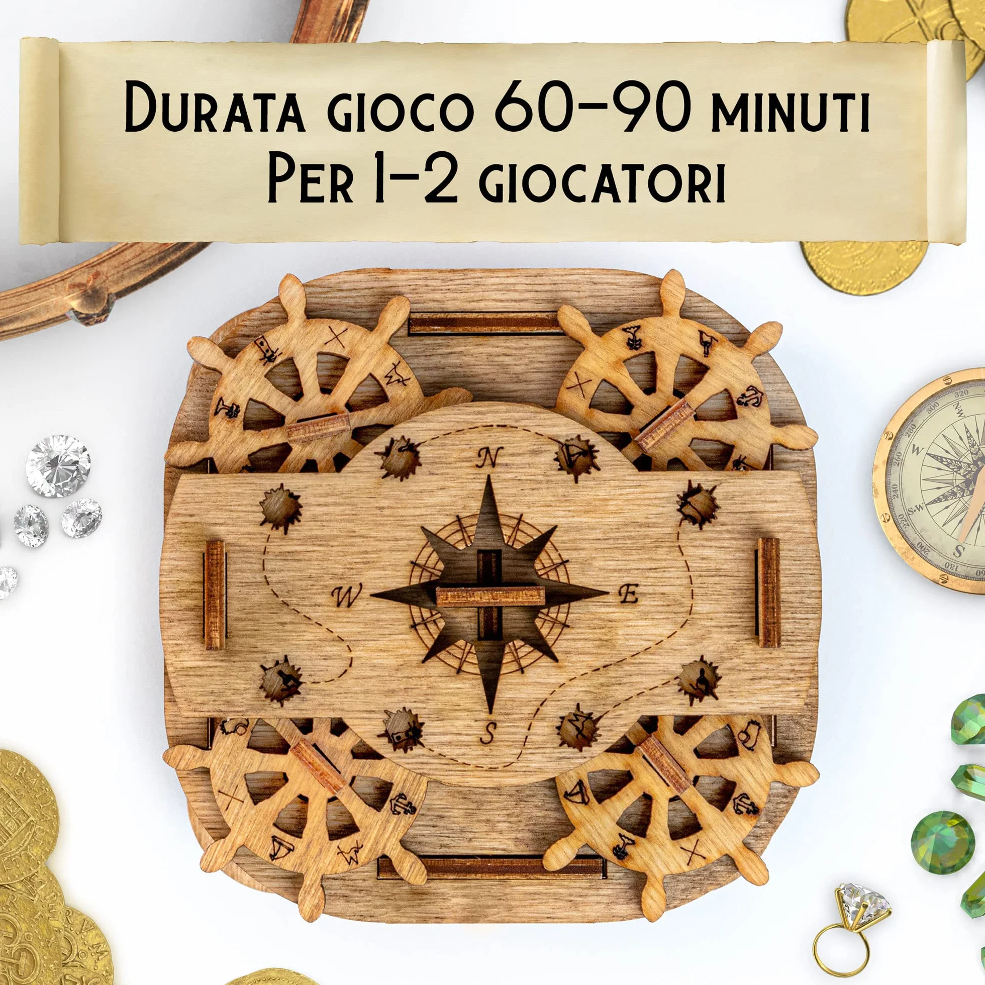 iDventure Cluebox - Davy Jones Locker - Escape Room gioco in legno - Scatola rompicapo a Labirinto - Scatola regalo - regalo fidanzato - puzzle 3D - iq puzzle rompicapo - regalo per lui