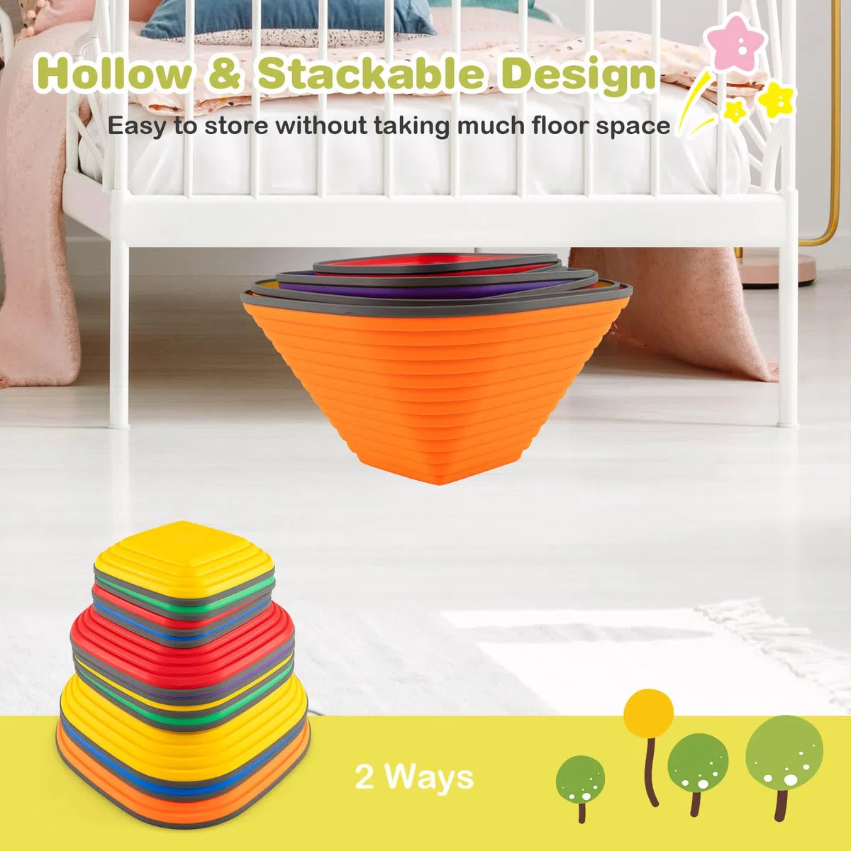HOMASIS Pietre di Equilibrio Balance Board Bambini Impilabili Antiscivolo Blocchi di Equilibrio per Interno ed Esterno 3+ Anni