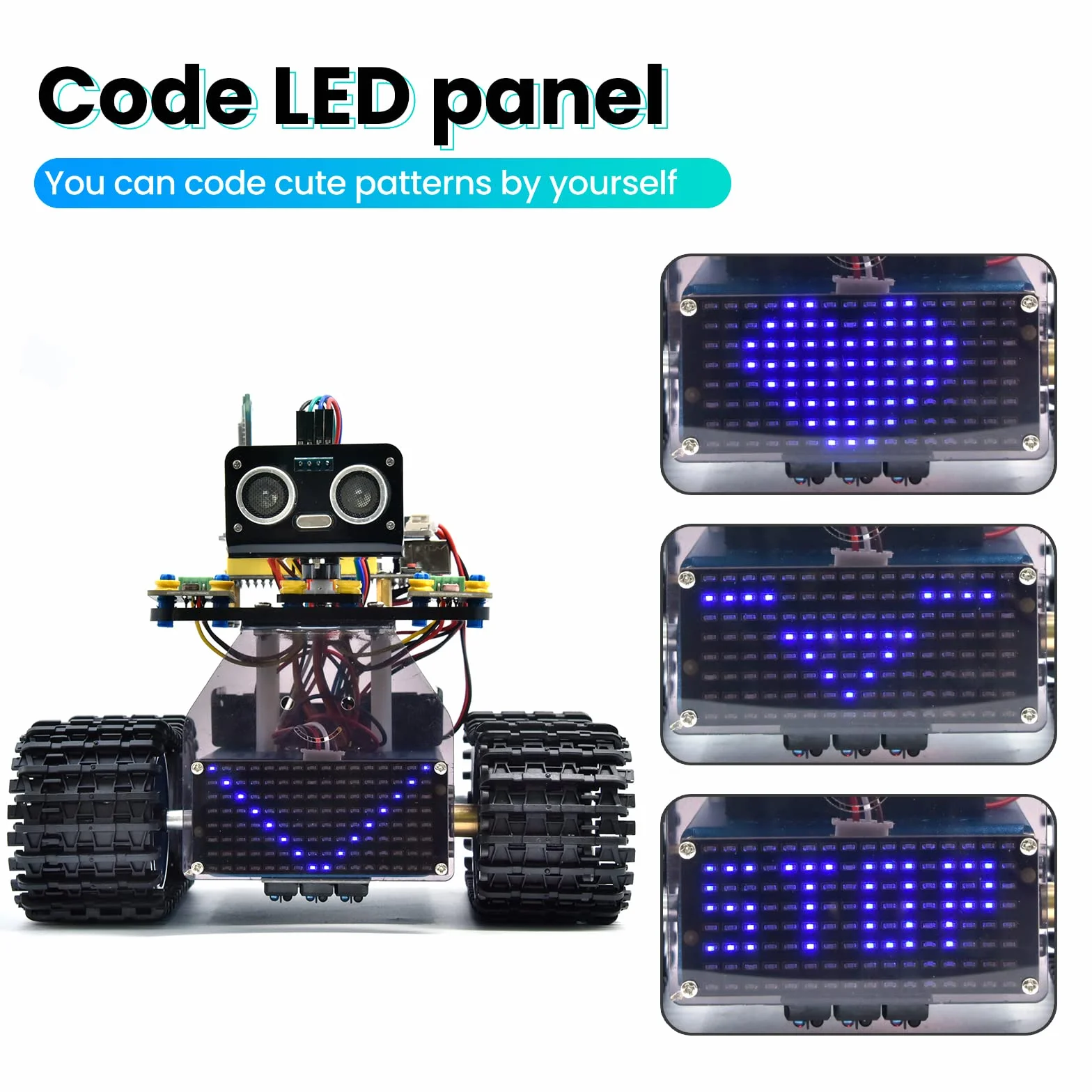 KEYESTUDIO Kit serbatoio robot intelligente per Arduino IDE, kit di costruzione elettronica con UNO R3, sensore a ultrasuoni, ecc. Robot di programmazione fai-da-te STEM educativo per 14+ adolescenti