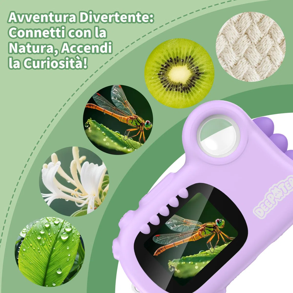2 in 1 Microscopio Bambini, Deepoter 1000X Microscopio Digitale, Microscopios Portatile con 8 LED Regolabili, Adatto come Regalo di Natale, Compleanno o Capodannodai 3 Aagli 12 Anni, Viola