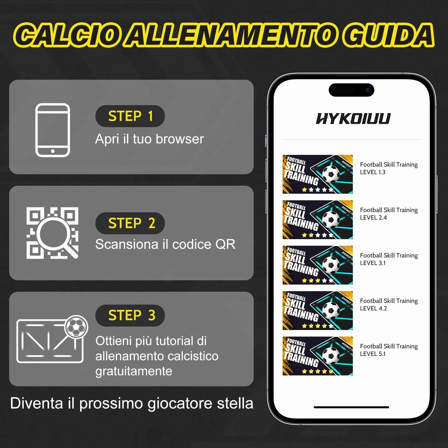 Tappeto Calcio Allenamento con Video Inclusi Tappetino Agilità Accessorio Regalo Bambini