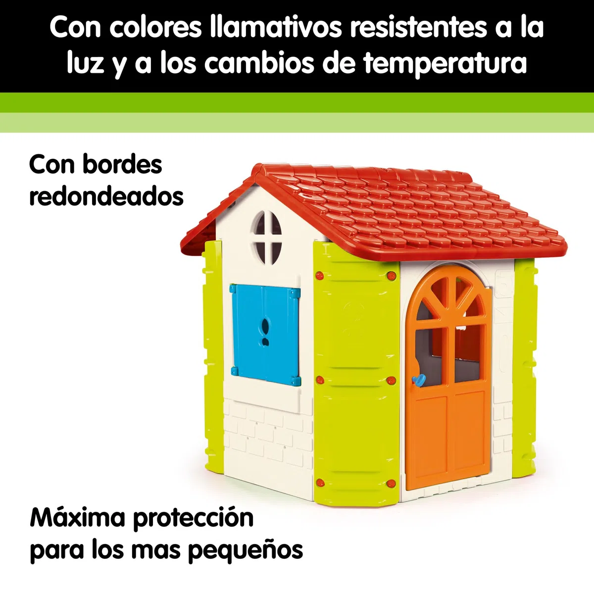 Feber Casetta da Giardino per Bambini Blu Rosso Arancio Verde Robusta Sicura Giochi all'Aperto 2-6 Anni