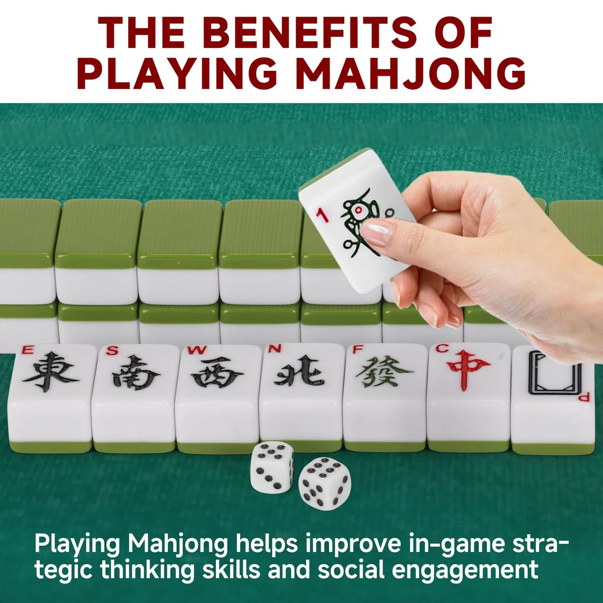 Nisorpa Majong Cinese Set Completo 144 Pezzi Mah Jongg Piastrelle Medie Gioco Da Viaggio e Feste