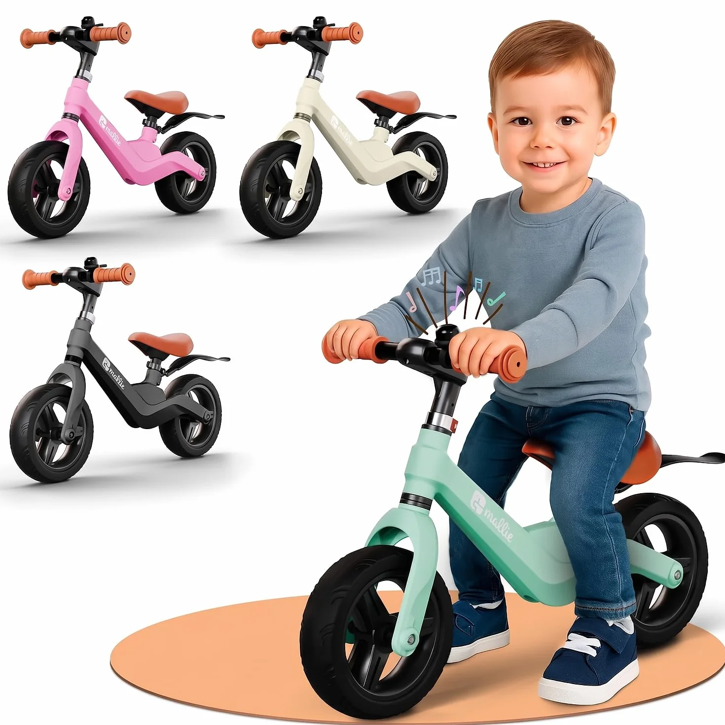 Mallie® Bicicletta Bambini 2-3 Anni con campanello - Balance Bike, Regalo Bambina 3 Anni, Giochi Bambina 2 Anni, Bici Senza Pedali 2 Anni, Regalo Bambino 4 Anni