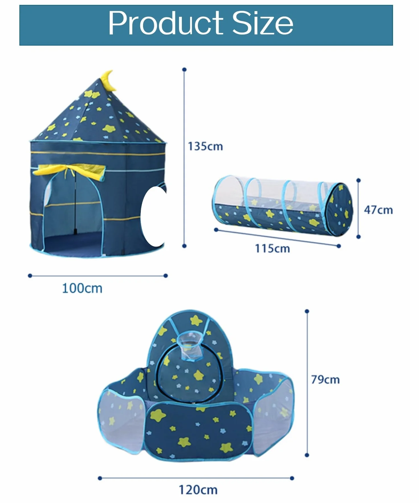 Tenda per bambini 3 in 1 con tunnel e vasca per le palline