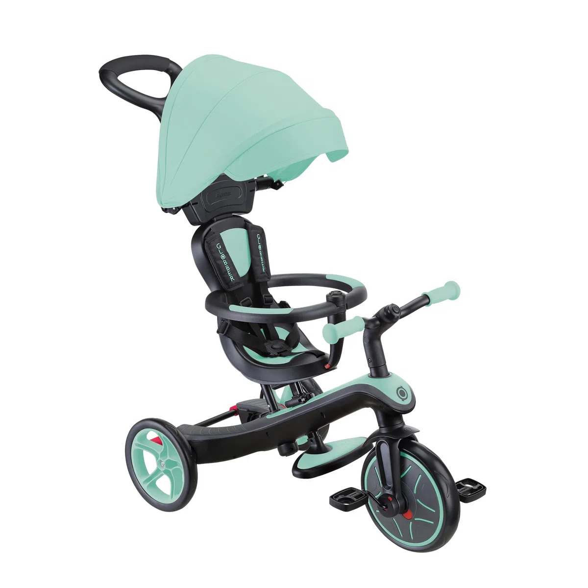 Globber - Triciclo Explorer 4 in 1 - Triciclo evolutivo e draisiano per bambini dai 10 mesi ai 5 anni, verde menta