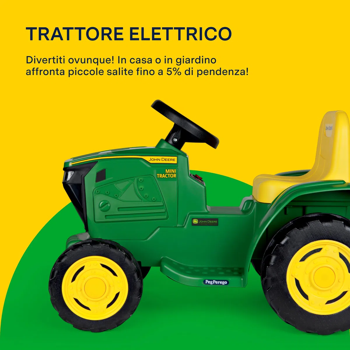 PEG John Deere Mini Tractor Trattore Elettrico Cavalcabile 6V per Bambini da 1 Anno con Batteria Ricaricabile, Luci LED, Clacson, Suoni e Melodie