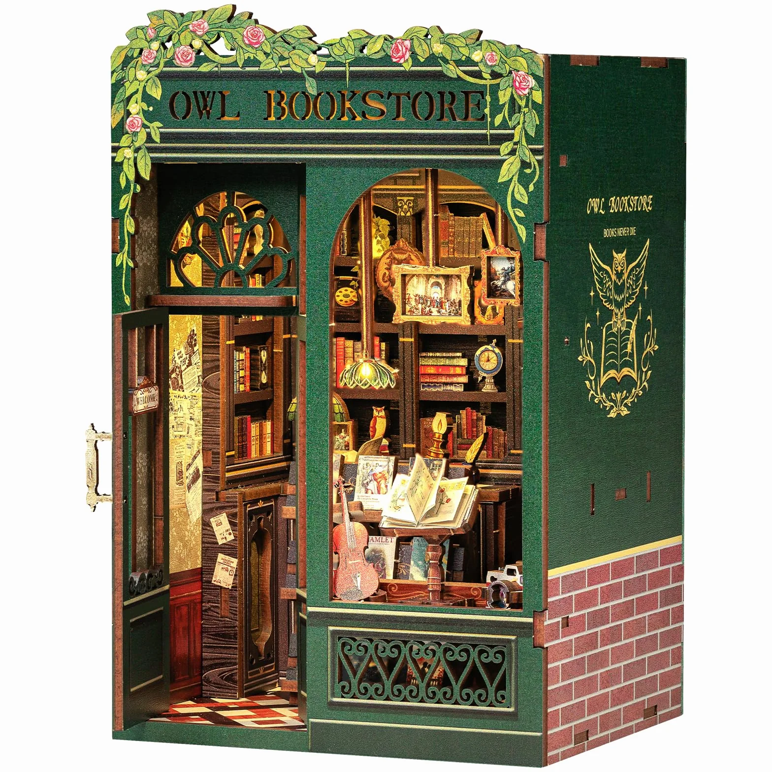 CUTEBEE Book Nook Kit - Casa Bambole in Miniatura da Costruire, Own Bookstore Booknook Puzzle in Legno 3D, Set Creativo per la Decorazione della Libreria, Regali per Familiari e Amici