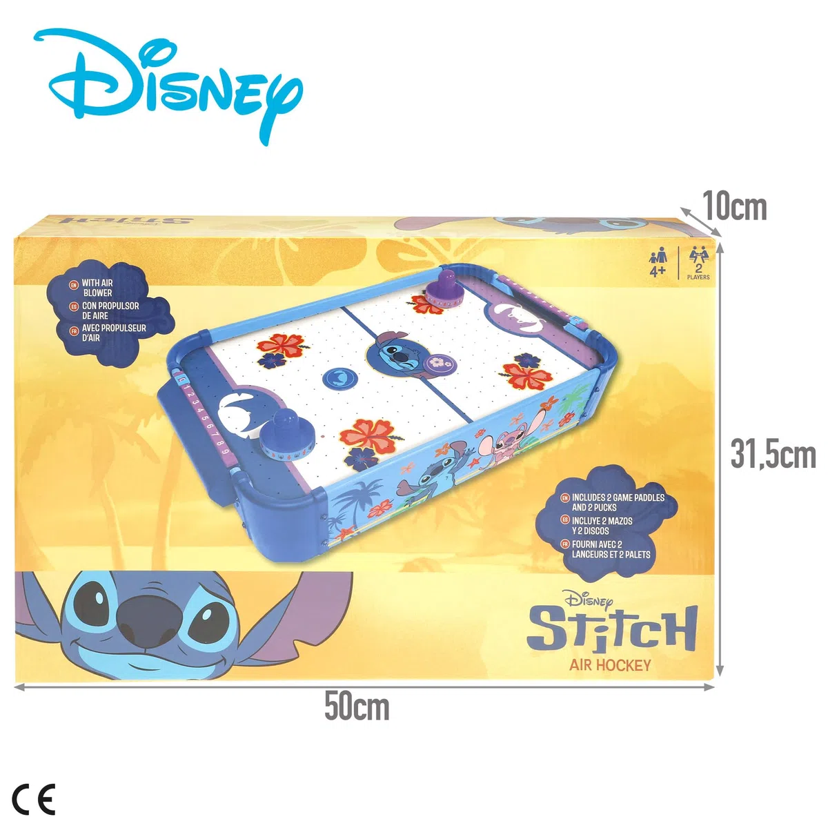 ColorBaby Disney Stitch Air Hockey Table 53x31x9 cm with 2 Paddles and 2 Discs