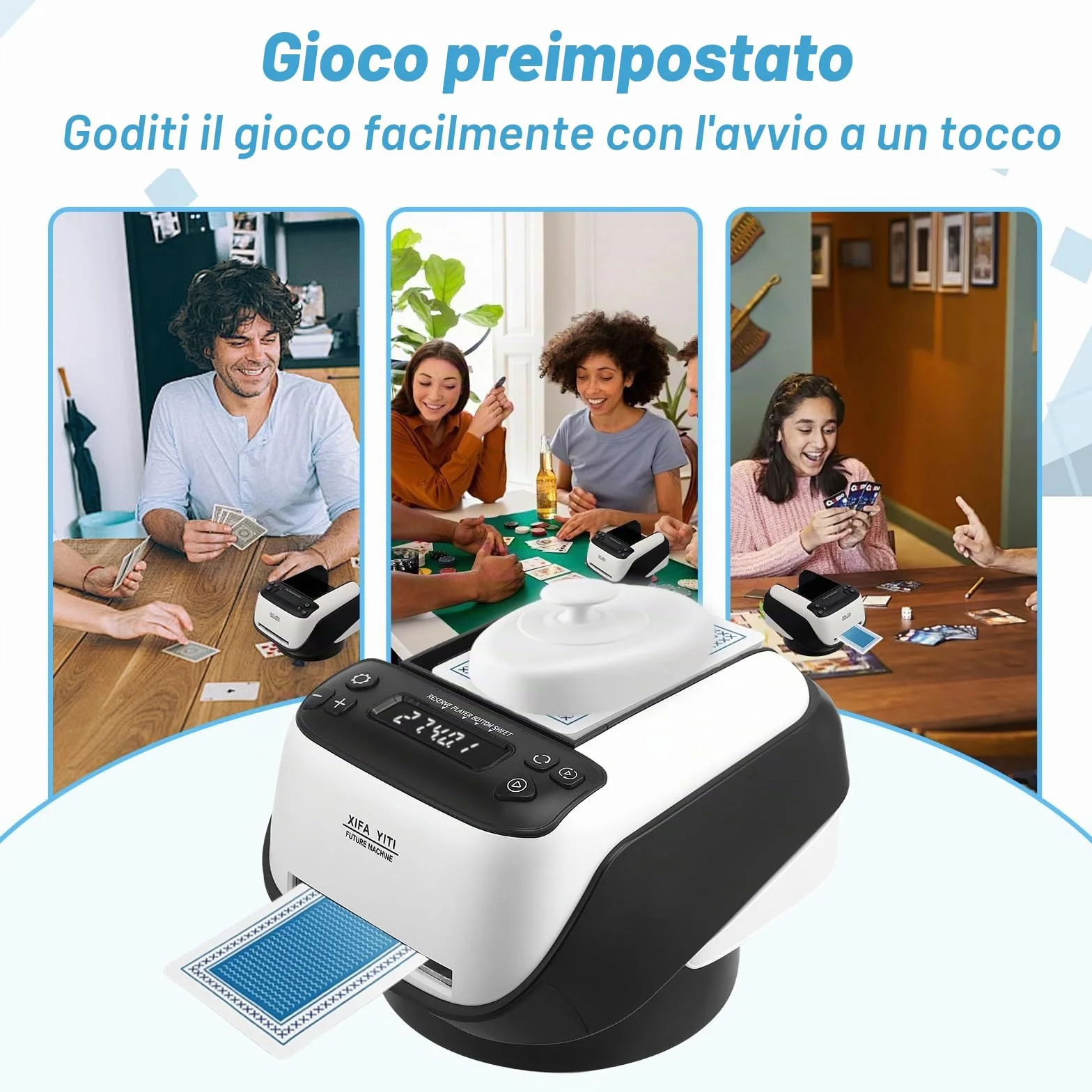 Distributore Automatico di Carte, Distributore Elettrico di Carte, Distributore di Carte Rotante a 360°, Macchina per L'invio di Carte Fino a 8 Giocatori, per Poker, UNO, Blackjack, Texas Hold'em