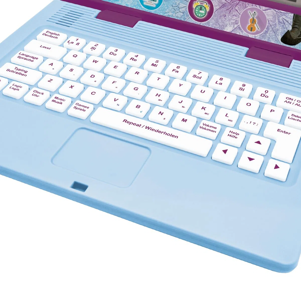 Lexibook, Frozen, Bilingue ed Educativo Laptop Tedesco/Inglese, Giocattolo per Bambini, 170 attività per Imparare, Giocare e Musica, Schermo Grande, Viola/Blu, JC599FZi3