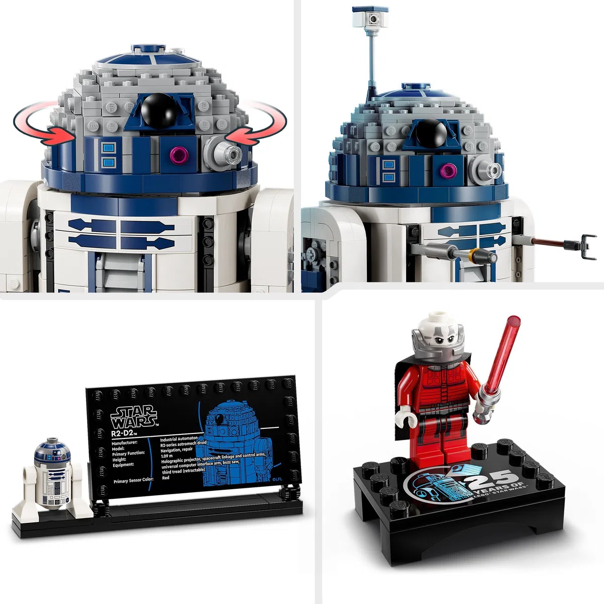 LEGO Star Wars 75379 R2-D2 - Giocattolo da Costruire - Figura di Droide da Esposizione con Testa Rotante, Periscopio e Strumenti - Incl. una Minifigure di Darth Malek - Regalo per Bambini da 10 Anni