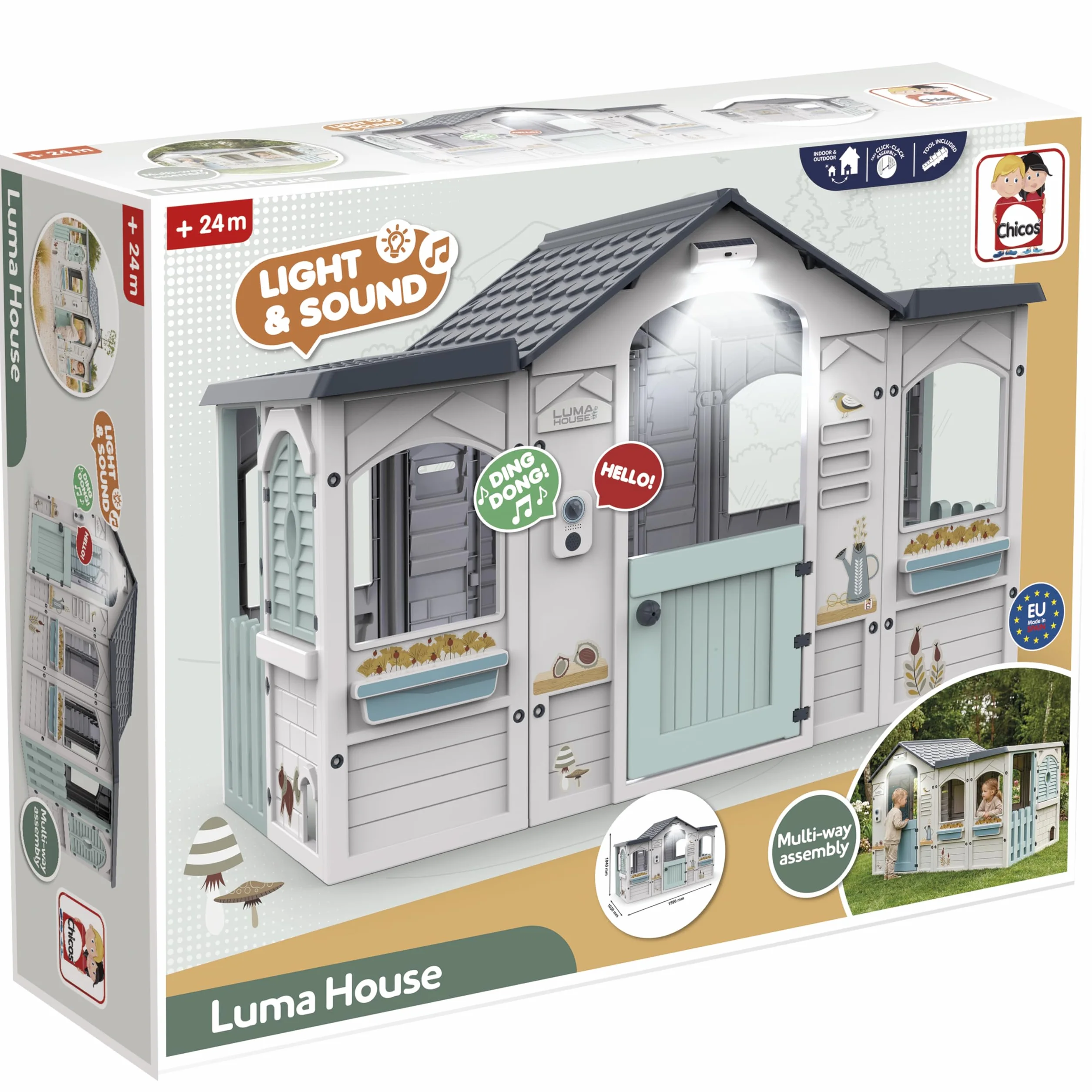 Luma House Grande Casetta per Bambini Interattiva con Luce e Suoni Finestre Apribili Gattaiola Inclusa 2 Anni