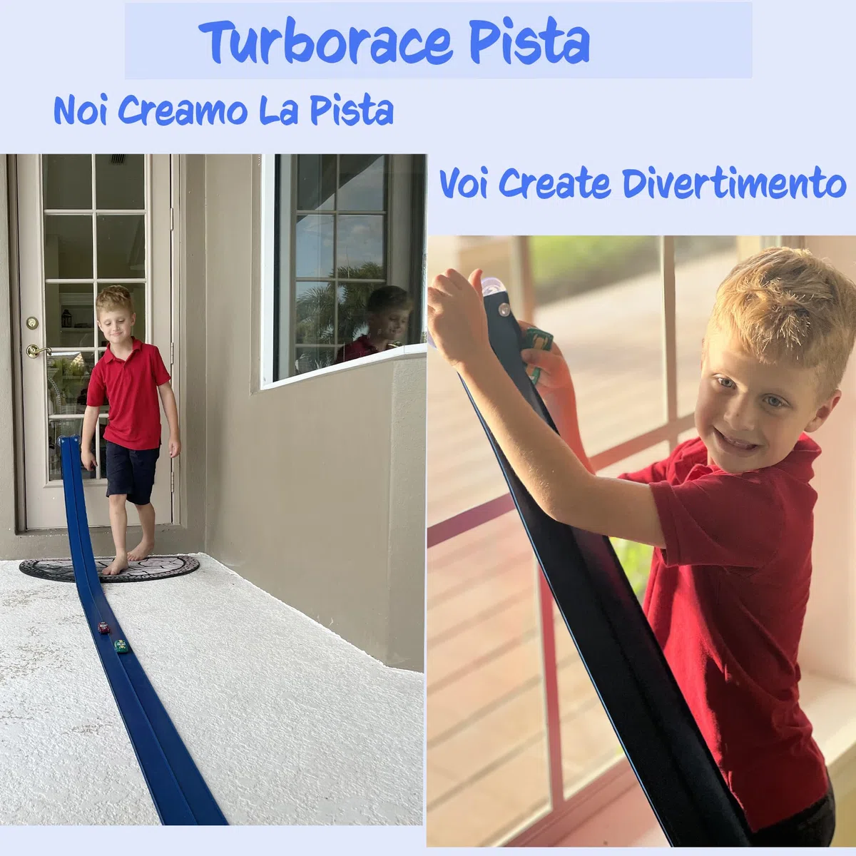 Turborace Pista Macchinine 4 Metri + 4 macchinine Flexible Blu Track