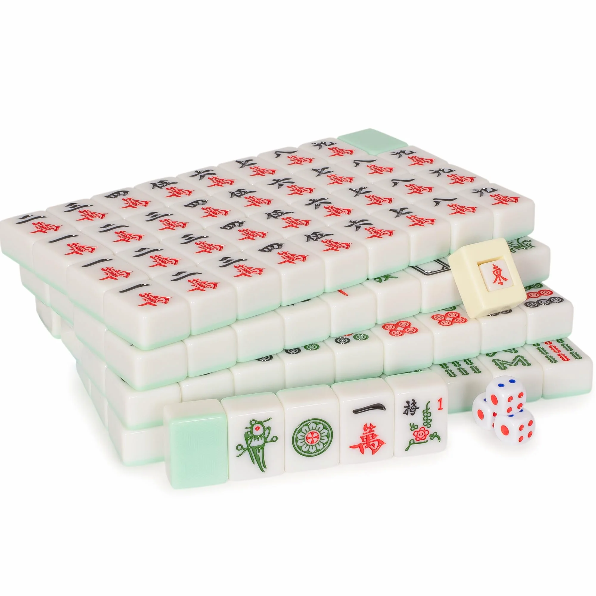 Yellow Mountain Imports Set Mahjong cinese "Emerald Weave" 146 piastrelle 40 mm custodia vinile
