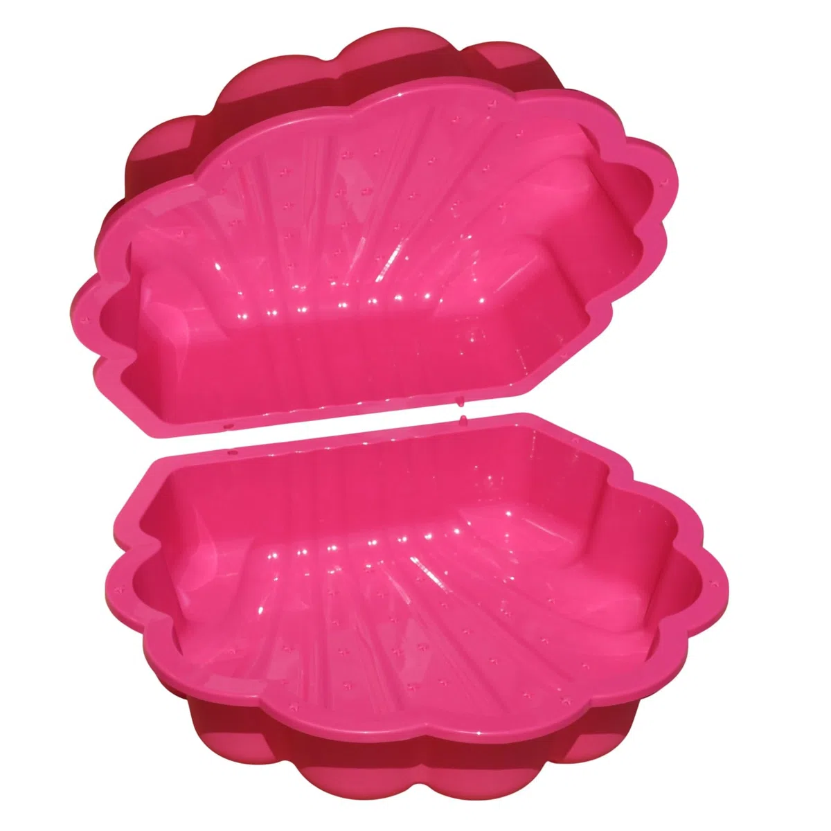 Conchiglia per sabbia e acqua per bambini, 2 pezzi, rosa con stelle – Scatola di sabbia e vasca da bagno per il giardino – Conchiglia da gioco in plastica con coperchio – Giocattolo da acqua per