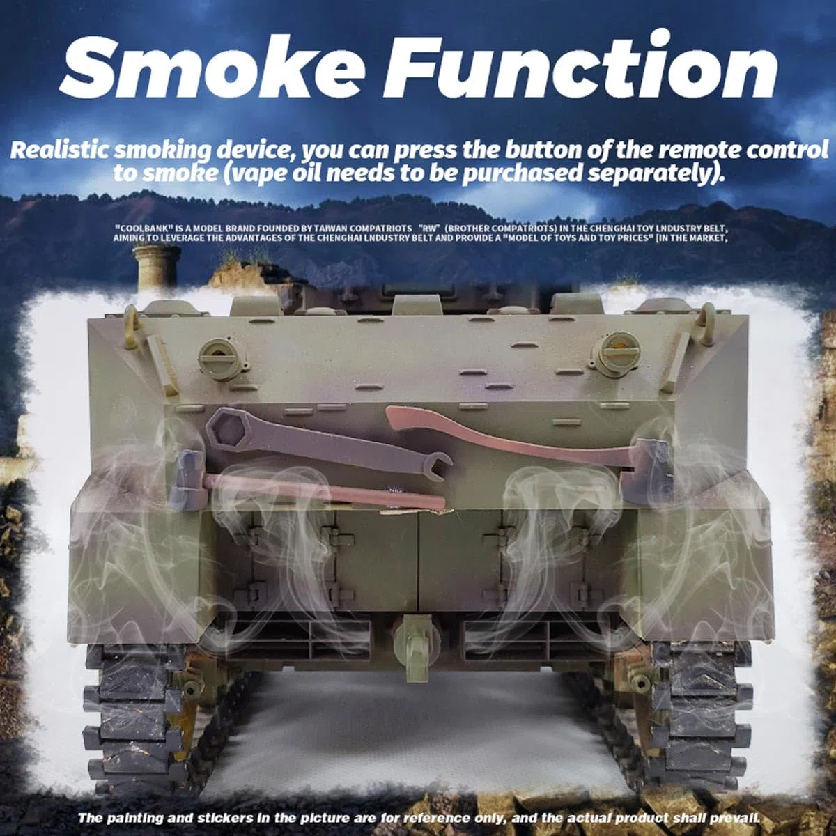 1/16 Scale RC Tank, US M5A1 Stuart, modello di carro armato radiocomandato con effetti sonori, telescopio scarico fumo R-C veicolo militare per adulti