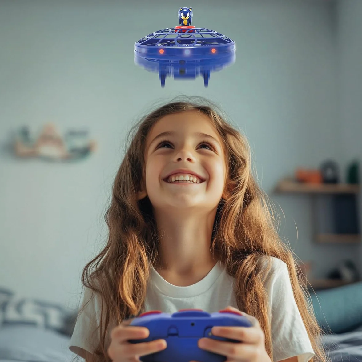 Lexibook, RC UFO Flying Sonic con luci e controllo gestuale, controllo a mani libere con batteria ricaricabile, Blu, UFOSN