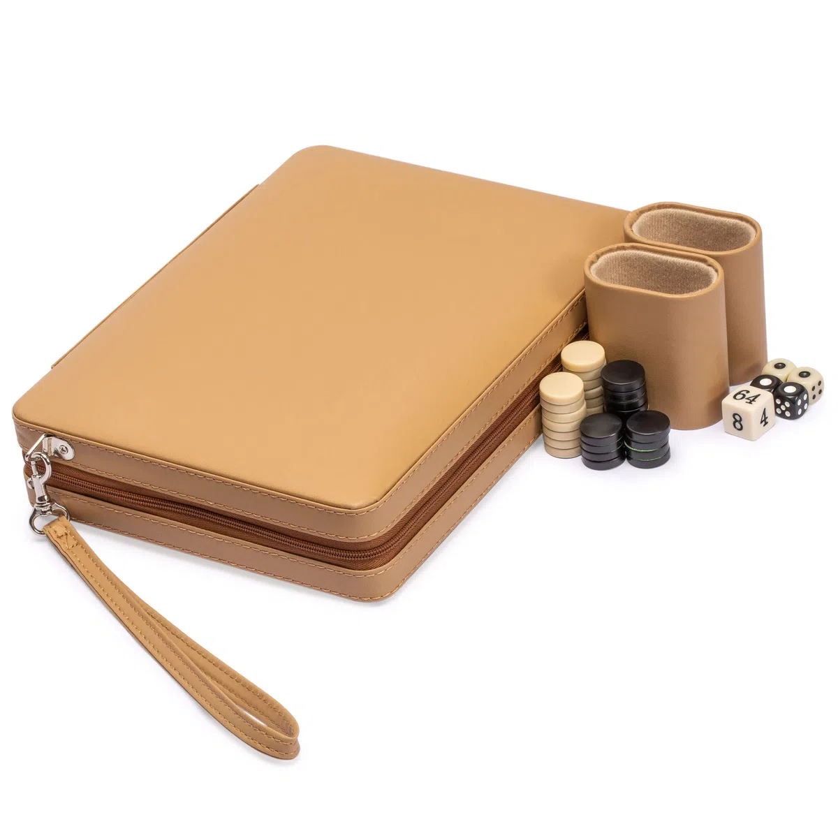 Yellow Mountain Imports, Mini Backgammon da Viaggio "Bozcaada", Pedine Magnetiche e Tabellone da 23,5 cm con Elegante Custodia in Ecopelle, Gioco da Tavolo di Strategia Classico