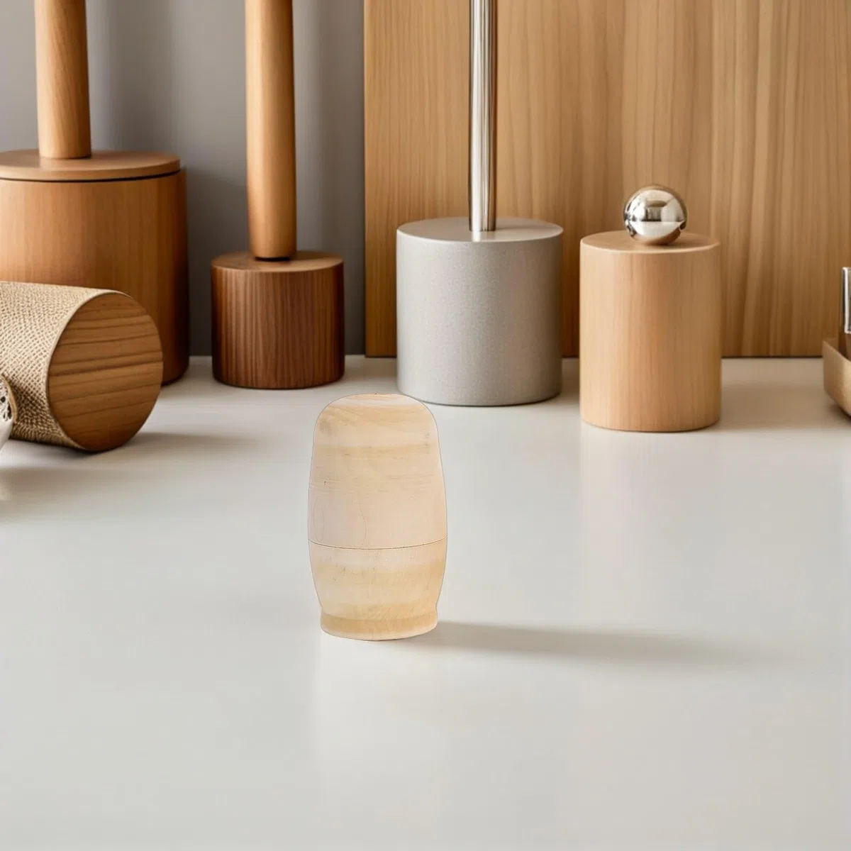 Set 5 Pezzi Bambole Matrioska in Legno da Colorare, Kit Educativo Fai da Te per Bambini