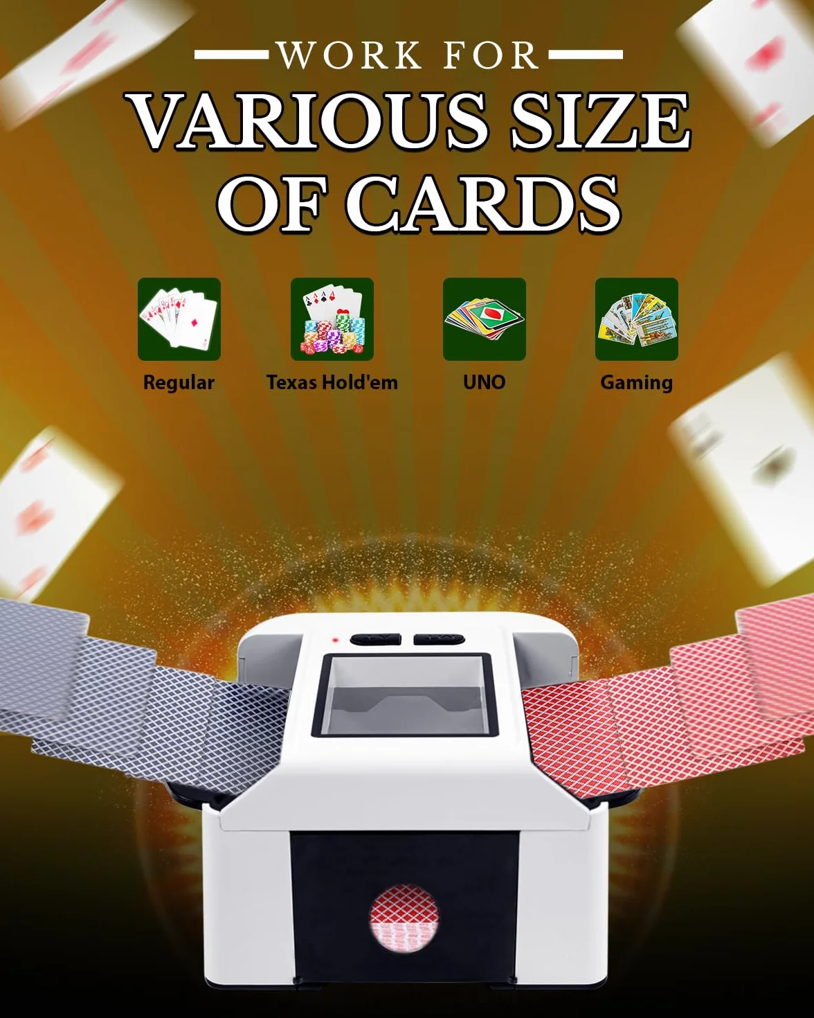 Mischia Carte Automatico Elettrico, Miscelatore ricaricabile per Carte da Gioco, Uno, Poker, modalità Auto e Manuale, forte capacità della batteria Lascia la tua notte di poker ancora più emozionante