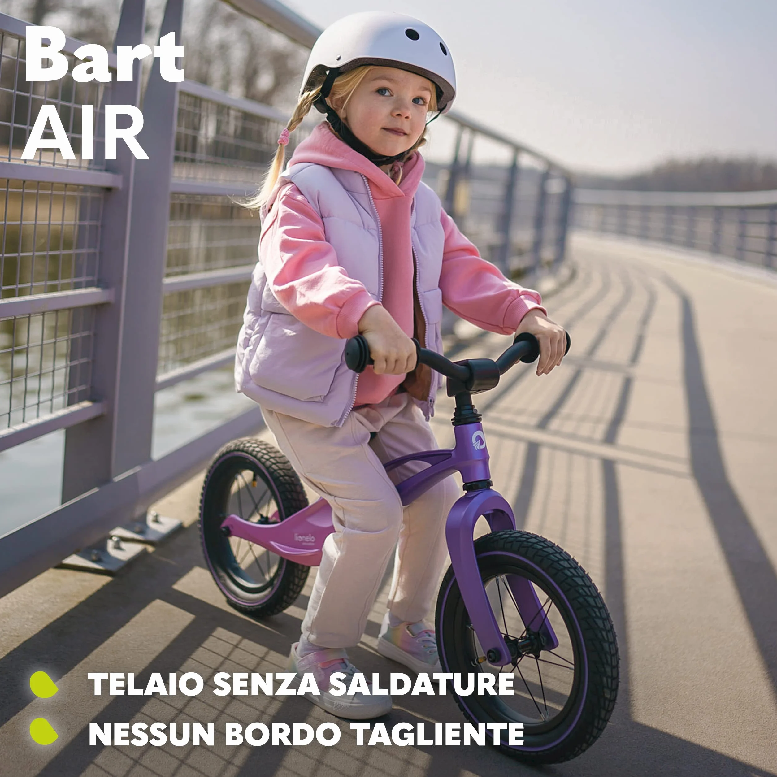 lionelo Bart Bici senza pedali per bambini da 2 anni a 30kg Ultraleggero 3kg e Resistente Telaio in magnesio resistenza ai danni Ruote da 12'' Manubrio e sella regolabili Poggiapiedi