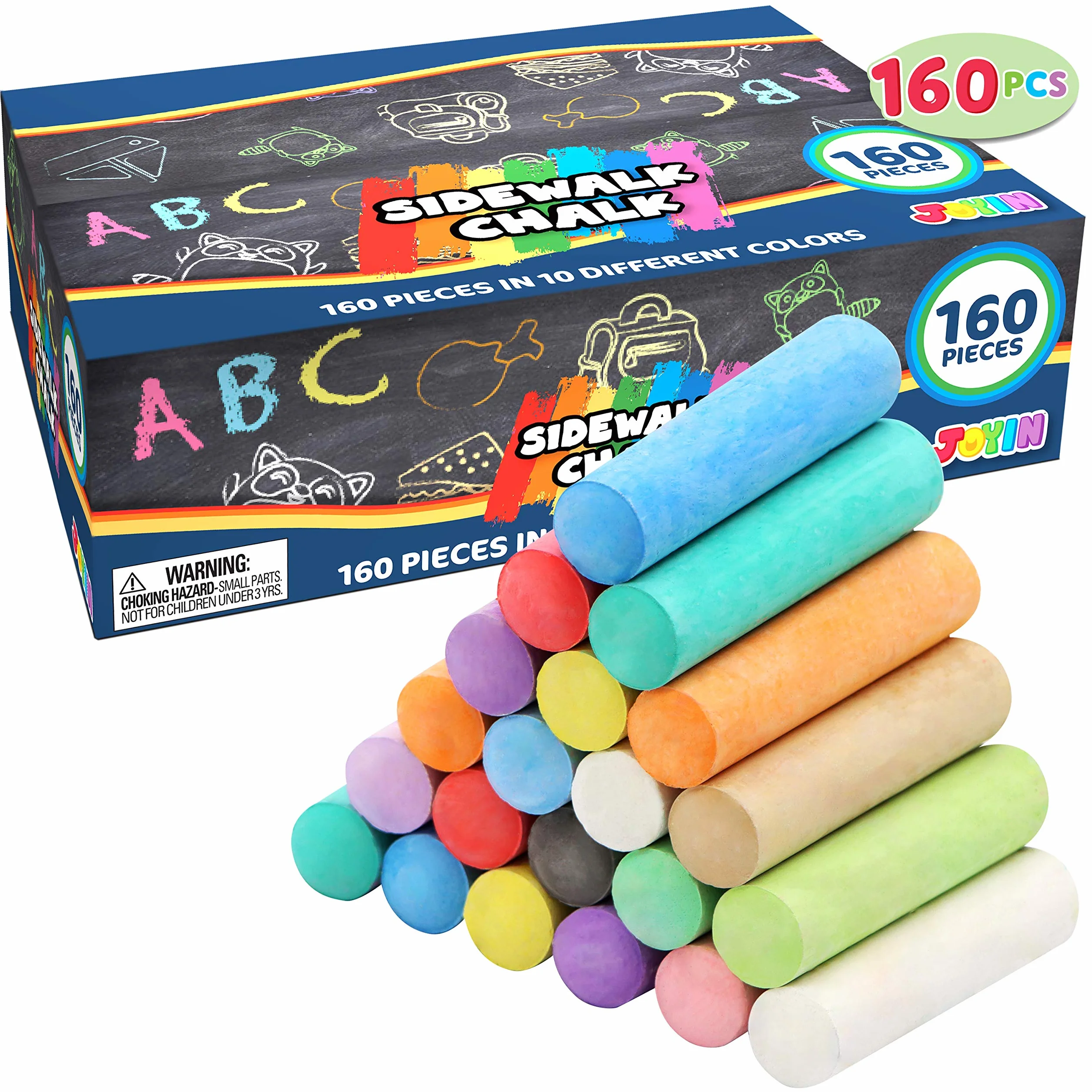 JOYIN Set 160 gessetti lavabili atossici per giochi artistici all'aperto