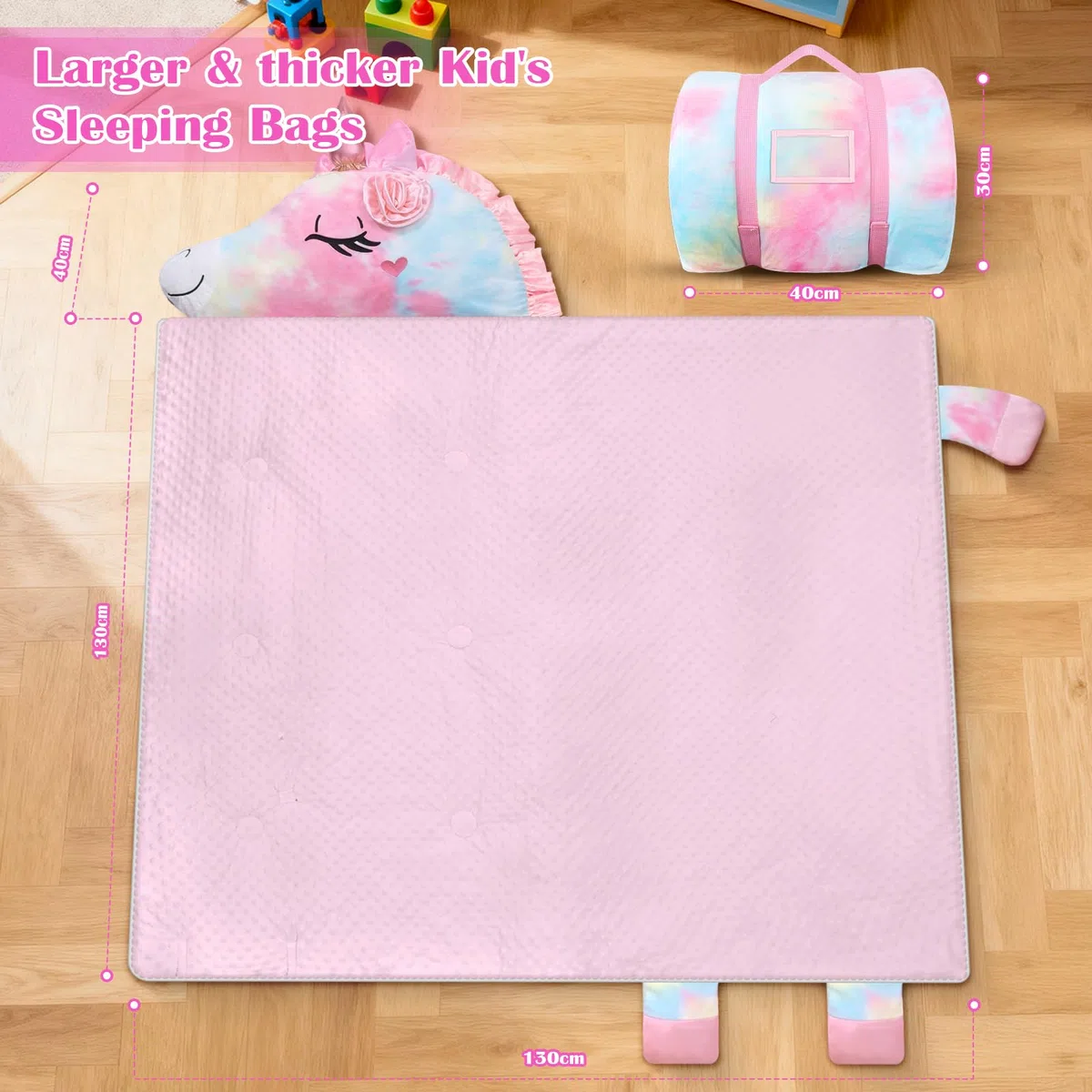 Sacco a Pelo Bambini Sfoderabile con Cuscino, Nap Mat Caldo in Peluche a Forma di Elefante, Sacco Nanna Grande Pieghevole per Interno Esterno Campeggio, 170x70cm, Blu