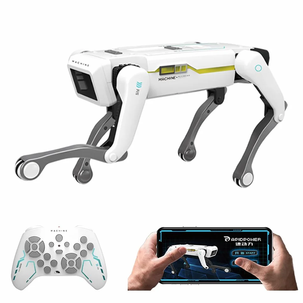 Robot cane giocattolo telecomandato per bambini 3-12 anni, cane robot intelligente supporta il controllo APP, può programmare, ballare, musica e interagire
