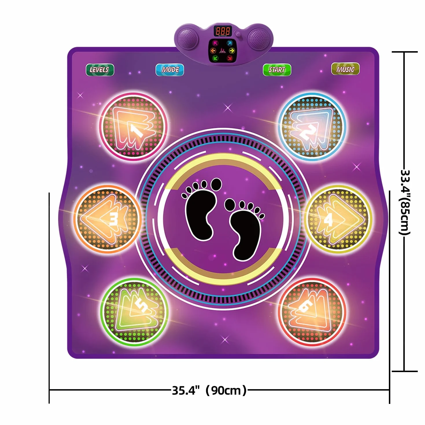 Tappeto da Ballo Musicale elettronico aggiornato con 6 Tasti Luminosi, 6 modalità di Gioco, Supporta Musica da Cellulare, Ideale per Bambini 3-12 Anni, Compleanni