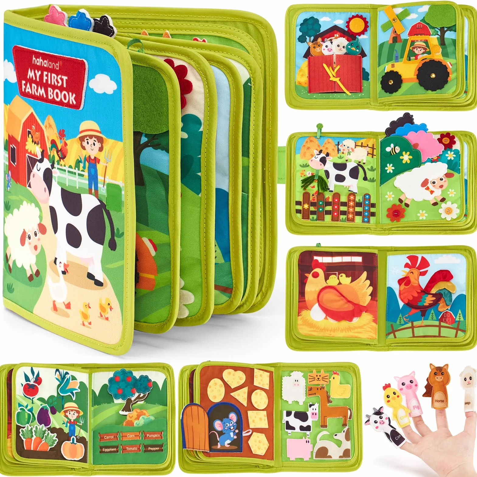 hahaland Busy Board Montessori Libro Interattivo 1 Anno - Quiet Book Sensoriale Educativo - Giochi Montessori 1 2 3 Anni Tavolo Pannello di Feltro attività Valigetta Didattici Regalo Bimbo