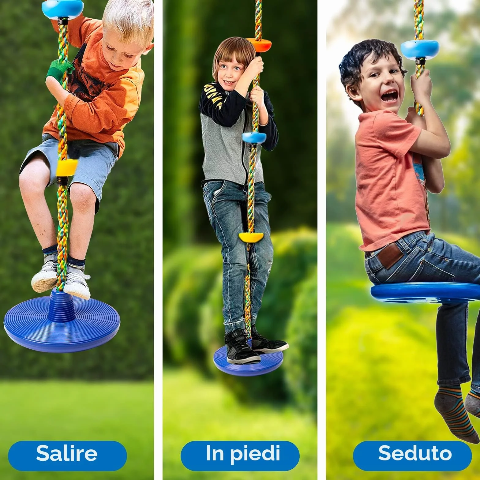 Arrampicata Corda Altalena Bambini Con Piattaforma e Disco Set Playset Accessori