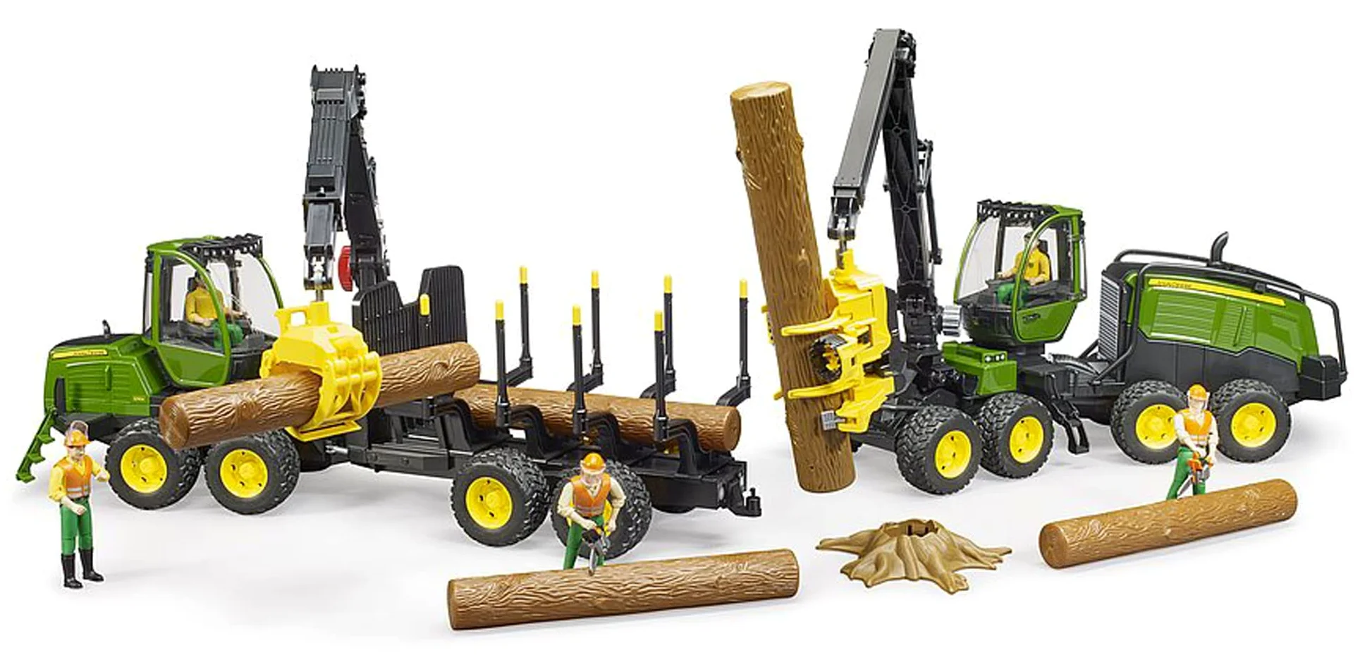 bruder 02135 - Mietitrice John Deere 1270G con 1 tronco, trattore, trasportatore di legname, giocattolo