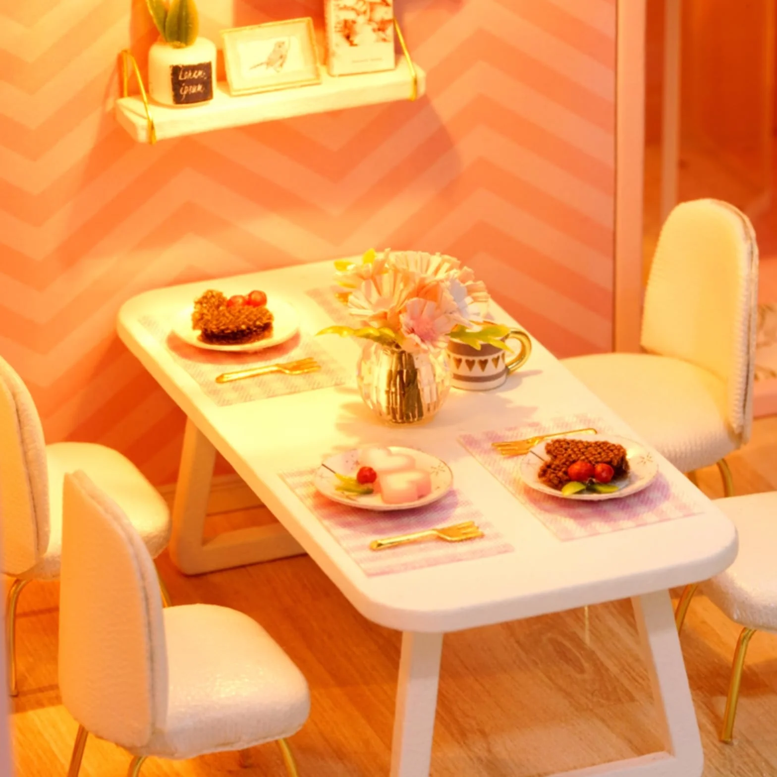 CUTEROOM Casa delle bambole in Miniatura Casa delle Bambole Legno in Kit con Mobili e Musica Casa Modello per Ragazze E Ragazzi