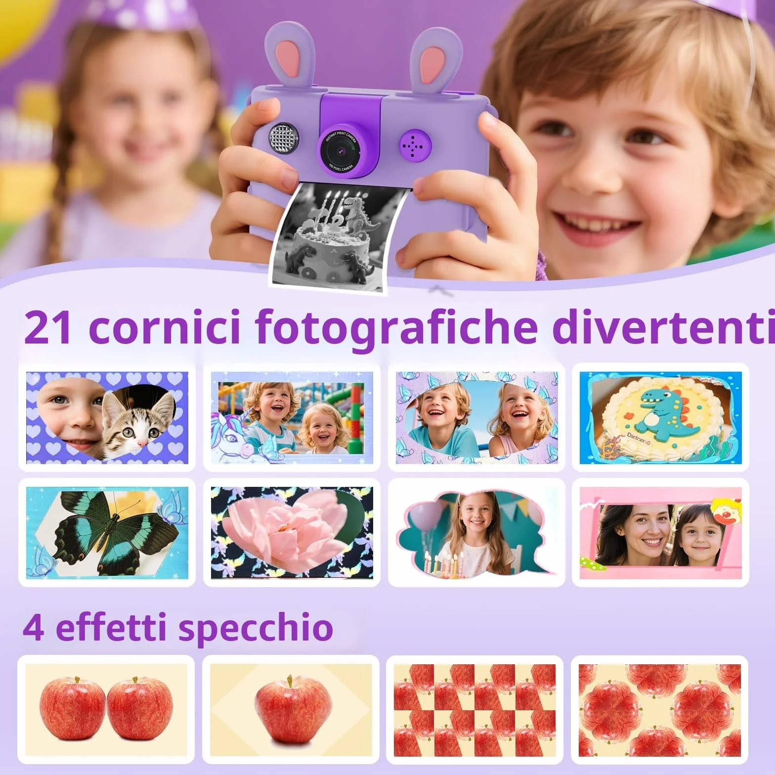 ORGSTA Macchina Fotografica Bambini Istantanea Fotocamera Digitale Stampa Foto dal Cellulare Stampante Fotografica Regali per Bambina Bambino 3-12 Anni