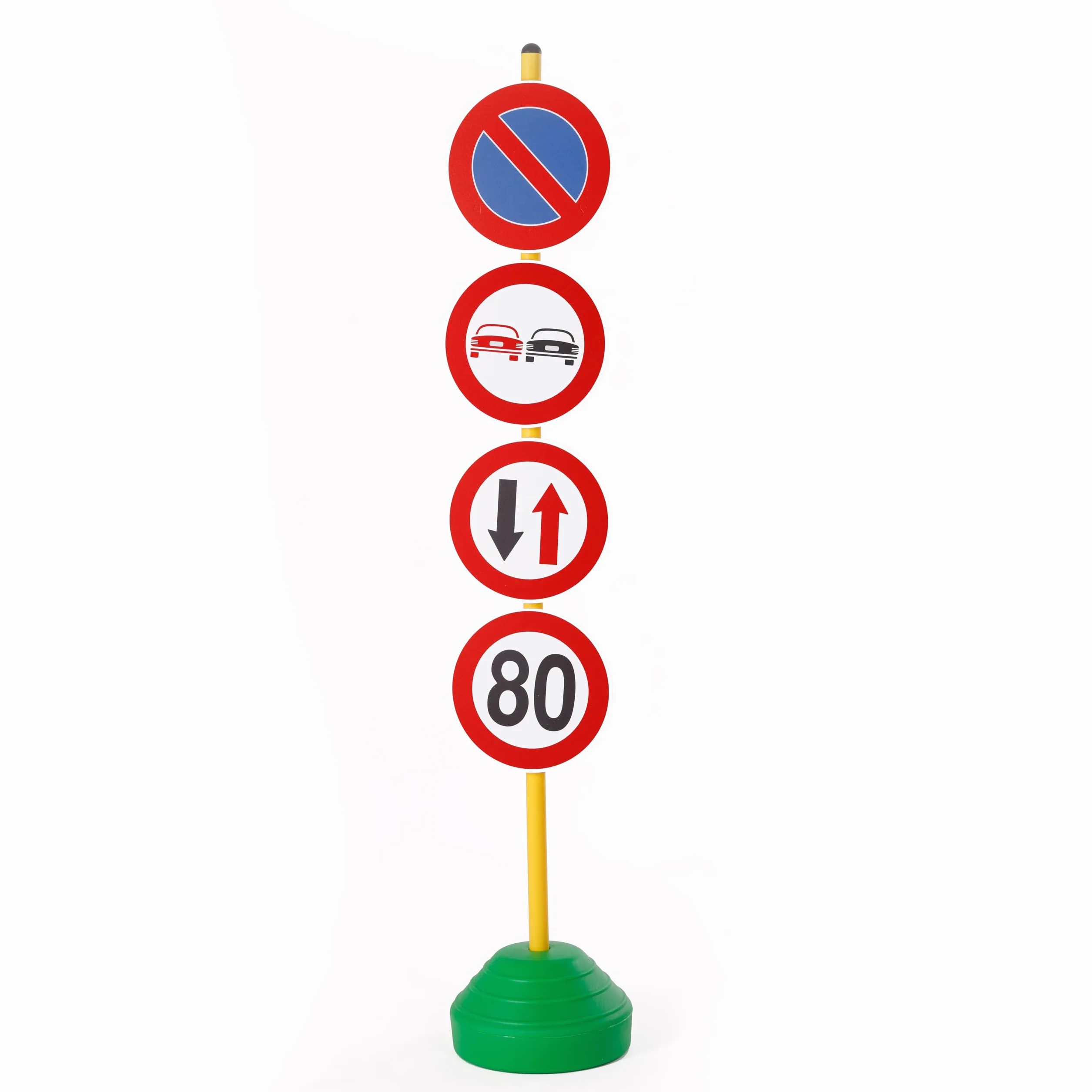 Set di 12 Segnali Stradali Educativi con Base d’Appoggio, in Plastica Durevole, Multicolore, Modello A 033, Ideali per Apprendimento della Sicurezza Stradale, per Bambini, Uso Interno ed Esterno