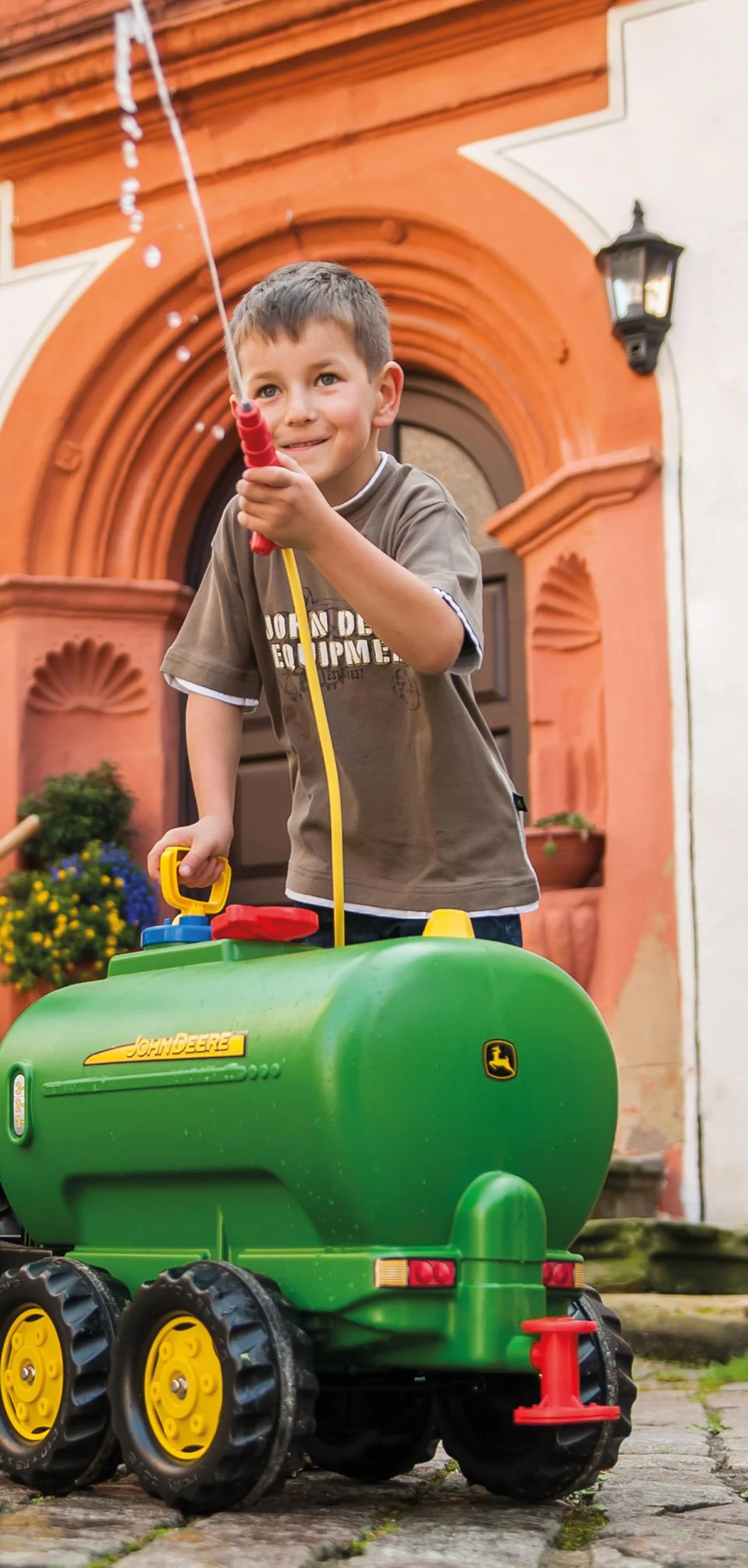 Rolly Toys John Deere rollyTanker trailer 30 litri serbatoio acqua trattore con pompa pistola bambini 3-10 anni