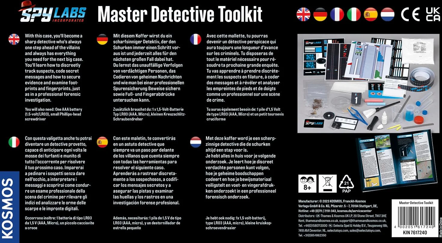 KOSMOS Spy Labs, Valigetta da detective, set di giocattoli da detective per bambini dagli 8