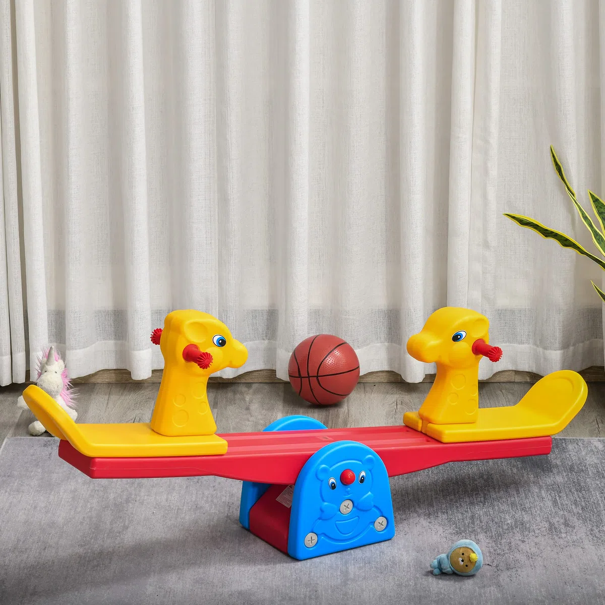 HOMCOM Altalena a Bilico per Bambini 1-4 Anni, Plastica HDPE Atossica, 150x32x60cm