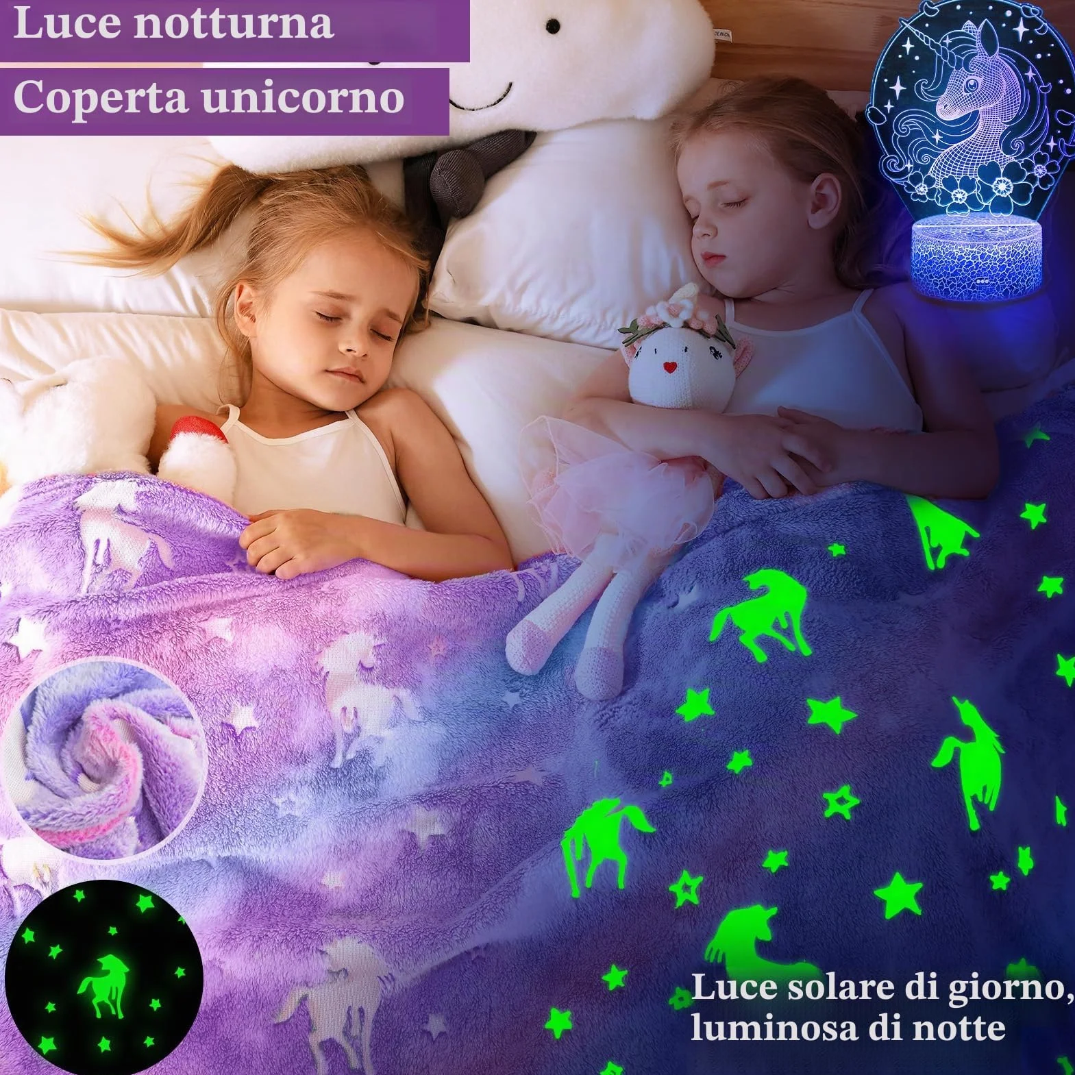Regali Unicorno per Ragazze 6 7 8 9 10 Anni Macchina Karaoke Bambini Microfono con Altoparlante Coperta Luminosa Unicorno Lampada Notturna Cerchietto Braccialetti Regalo Compleanno Giocattolo Ragazze