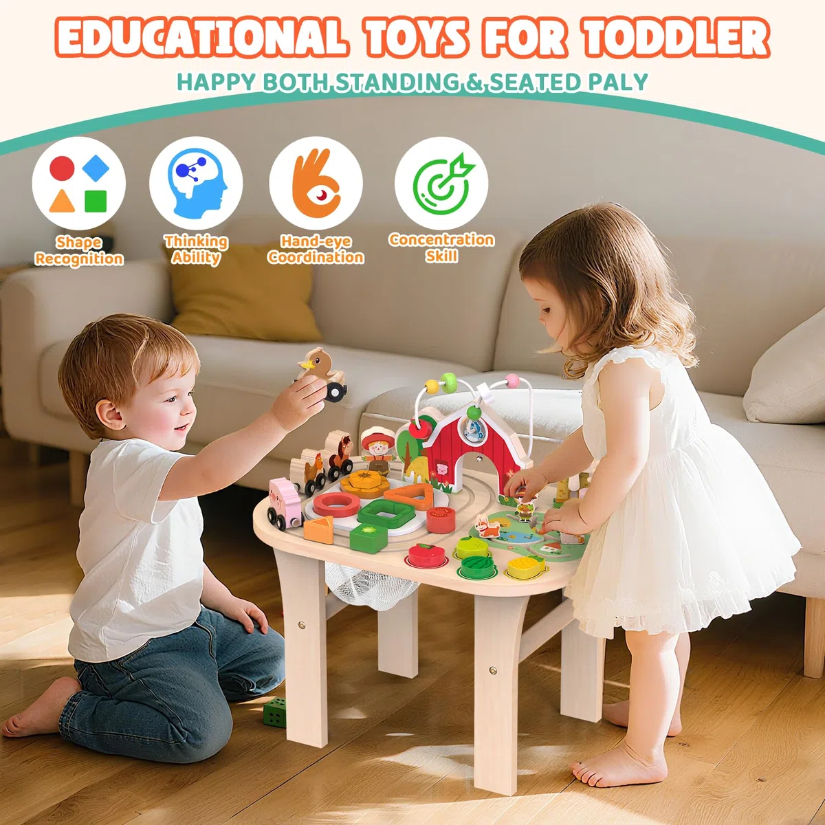 Zestaw Montessori Drewniane Uovo Dinozaura Bęben Obrotowy Pudełko Trwałości Gra Sortowania Puzzle Prezent Edukacyjny 6+ Miesięcy 1 2 3 Lata Naturalny