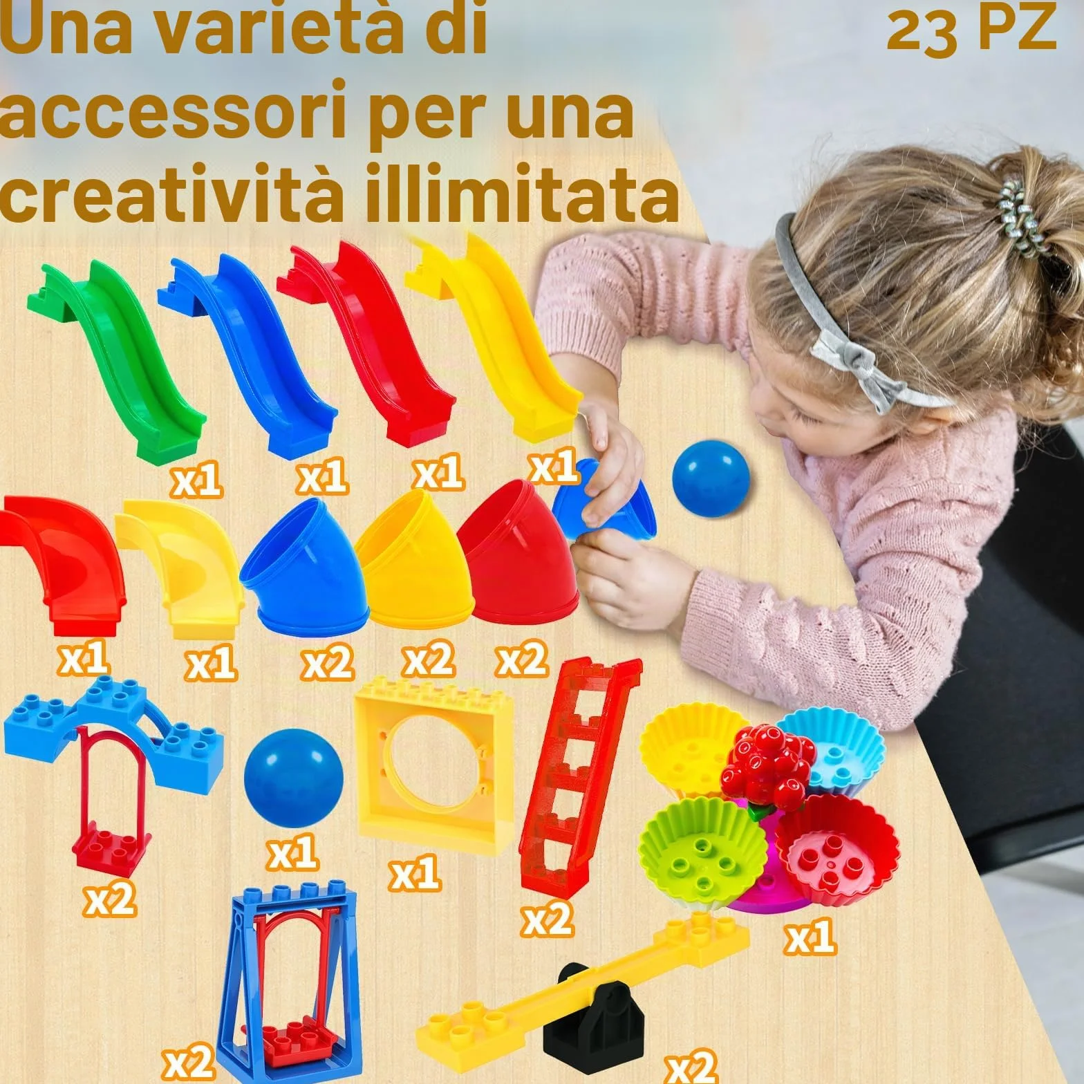 Accessori Per Grande Costruzioni, per 3 anni bambino, Blocchi da Costruzione compatibili Duplo, Accessori per parchi giochi