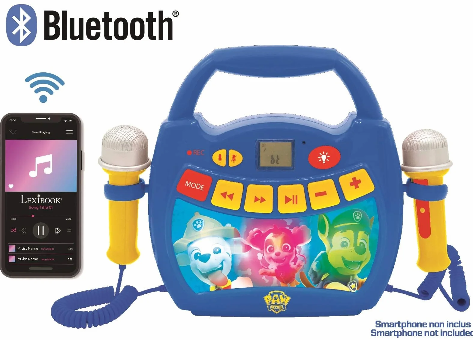Lexibook Paw Patrol Lettore Digitale Karaoke Portatile per Bambini Bluetooth MP320PAZ