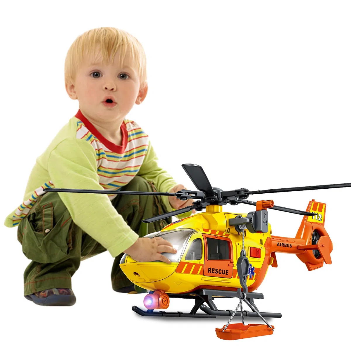 Giocattolo militare verde elicottero esercito luci suoni regalo compleanno bambini 3-6 anni