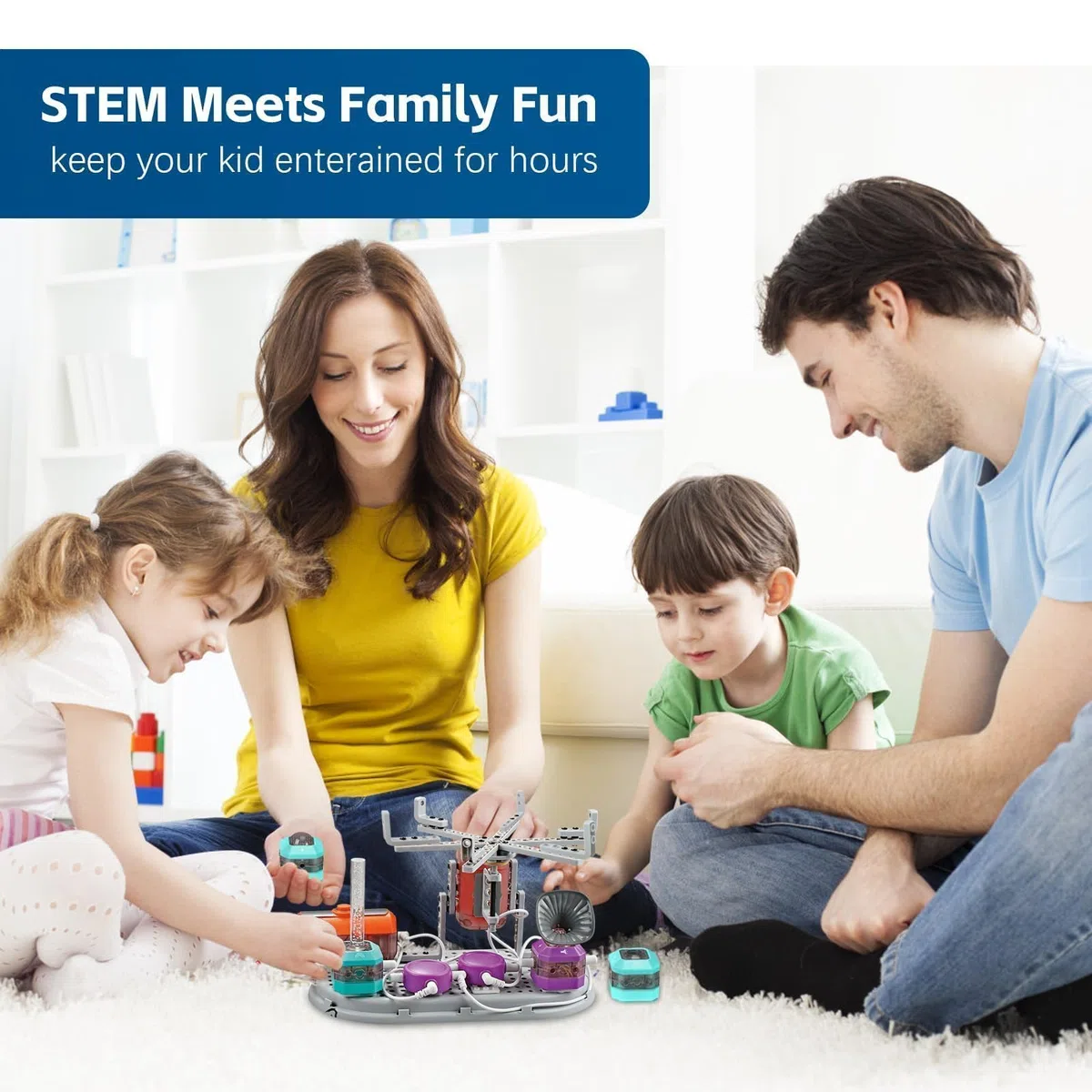 Kit STEM Elettronico da 8 Anni | 110 Esperimenti & 201 Componenti con Microfono/Infrarossi/Sensore Luce | 15 Modelli 3D & Guida Didattica | Set Elettrotecnico per Giocattoli Fisica