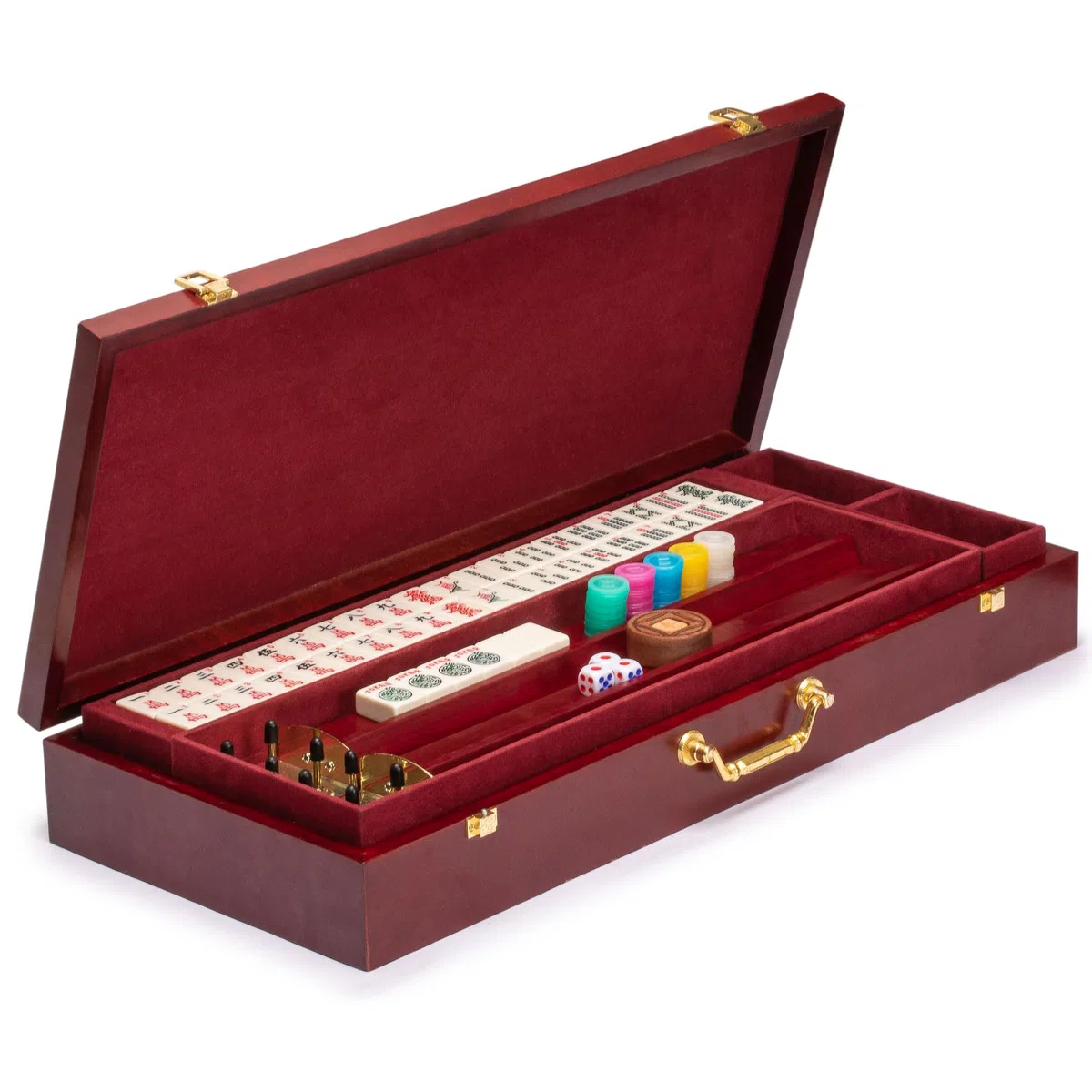 Yellow Mountain Imports Set di Mahjong Americano Il Classico 166 Tessere Custodia in Impiallacciatura di Palissandro Vintage