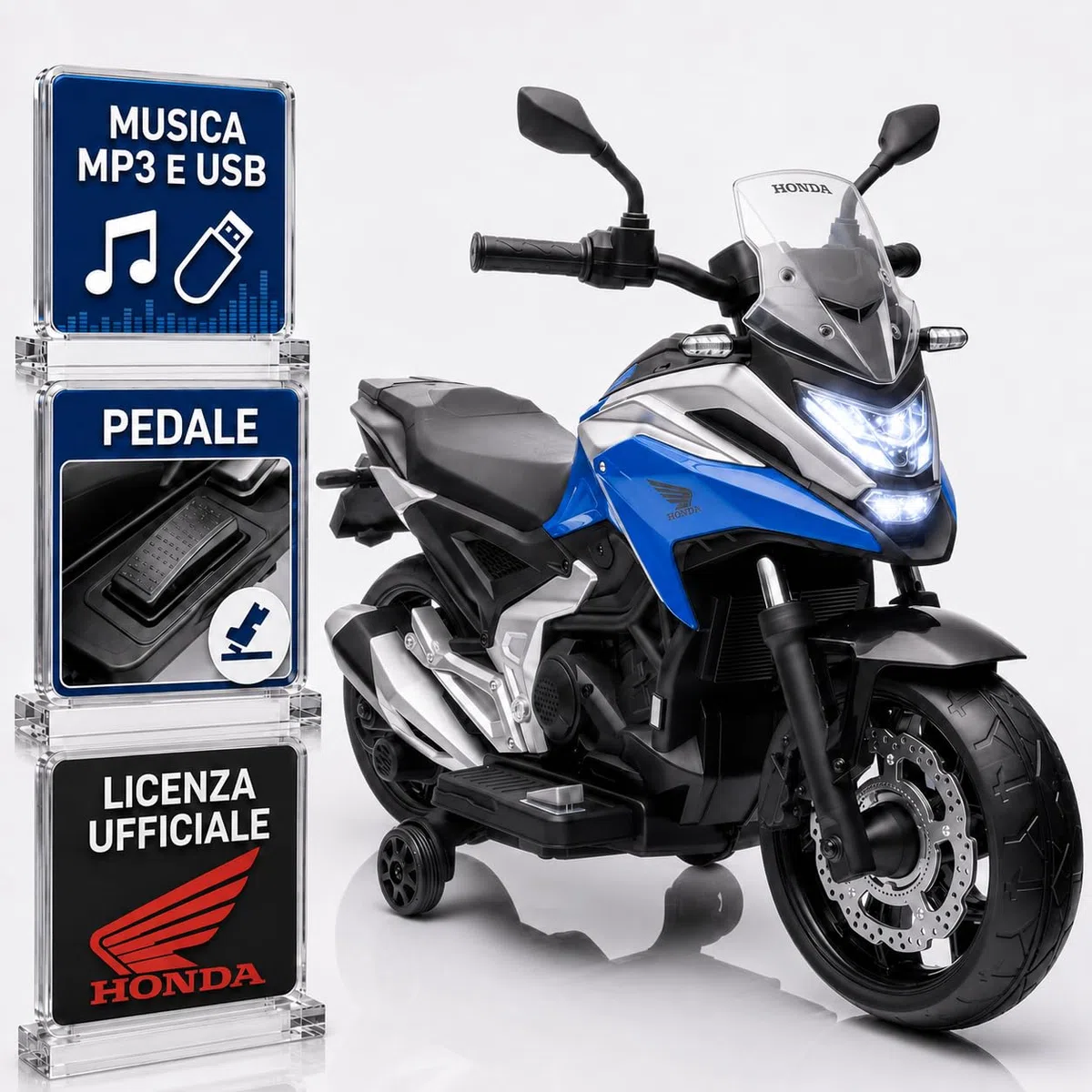 Honda NC750X 12V Moto Elettrica Bambini 3-6 Anni con Licenza Ufficiale, Fari LED, MP3 USB
